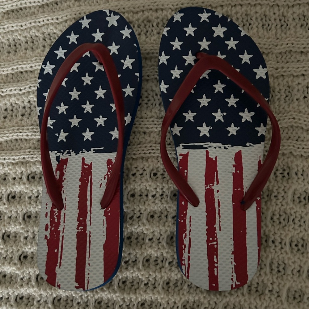 Patriotic Flip Flops with Stars and Stripes